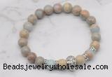 CGB7374 8mm serpentine jasper bracelet with skull for men or women