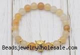 CGB7383 8mm yellow aventurine bracelet with leopard head for men or women