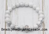 CGB7390 8mm white howlite bracelet with skull for men or women