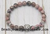 CGB7402 8mm rhodonite bracelet with lion head for men or women