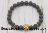 CGB7408 8mm black lava bracelet with lion head for men or women