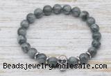 CGB7422 8mm eagle eye jasper bracelet with skull for men or women