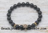 CGB7423 8mm black tourmaline bracelet with skull for men or women