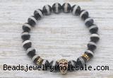 CGB7431 8mm Tibetan agate bracelet with skull for men or women