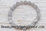 CGB7438 8mm grey banded agate bracelet with buddha for men or women