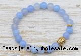 CGB7439 8mm blue banded agate bracelet with skull for men or women