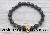 CGB7445 8mm black banded agate bracelet with tiger head for men or women