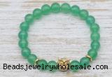 CGB7448 8mm green agate bracelet with owl head for men or women