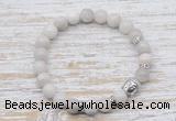 CGB7455 8mm white crazy lace agate bracelet with buddha for men or women