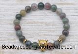 CGB7465 8mm Indian agate bracelet with leopard head for men or women