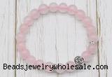 CGB7486 8mm rose quartz bracelet with flower charm for men or women