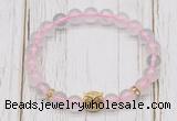 CGB7487 8mm rose quartz bracelet with owl head for men or women