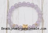 CGB7488 8mm lavender amethyst bracelet with owl head for men or women