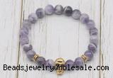 CGB7491 8mm dogtooth amethyst bracelet with skull for men or women