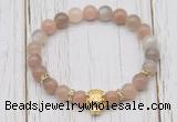 CGB7508 8mm rainbow moonstone bracelet with tiger head for men or women