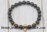 CGB7511 8mm garnet bracelet with skull for men or women