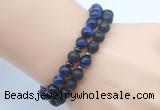 CGB7618 8mm black lava & blue tiger eye mala stretchy bracelets