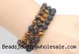 CGB7626 8mm black lava & yellow tiger eye mala stretchy bracelets