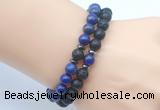 CGB7632 8mm black lava & lapis lazuli mala stretchy bracelets