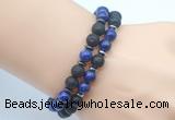 CGB7633 8mm black lava & lapis lazuli mala stretchy bracelets