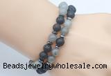 CGB7648 8mm black lava & labradorite gemstone mala stretchy bracelets