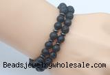 CGB7654 8mm black lava & matte black onyx mala stretchy bracelets