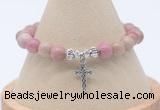 CGB7751 8mm pink wooden jasper bead with luckly charm bracelets