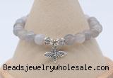 CGB7838 8mm grey banded agate bead with luckly charm bracelets