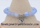 CGB7839 8mm blue banded agate bead with luckly charm bracelets