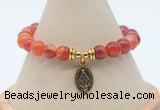 CGB7843 8mm red banded agate bead with luckly charm bracelets