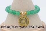 CGB7848 8mm green agate bead with luckly charm bracelets