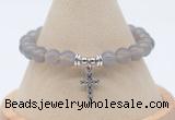 CGB7853 8mm grey agate bead with luckly charm bracelets