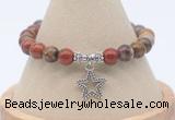 CGB7863 8mm red moss agate bead with luckly charm bracelets