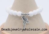 CGB7870 8mm white candy jade bead with luckly charm bracelets