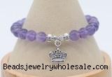 CGB7889 8mm amethyst bead with luckly charm bracelets wholesale