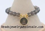 CGB7892 8mm smoky quartz bead with luckly charm bracelets