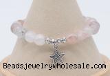 CGB7896 8mm pink quartz bead with luckly charm bracelets