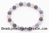 CGB8010 8mm rose quartz & sodalite gemstone beaded stretchy bracelets