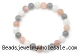 CGB8014 8mm moonstone, white moonstone & labradorite beaded stretchy bracelets