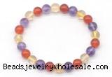 CGB8027 8mm amethyst, citrine & red agate beaded stretchy bracelets