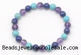 CGB8031 8mm amethyst, lapis lazuli & blue howlite beaded stretchy bracelets