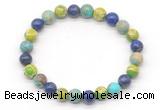 CGB8032 8mm lapis lazuli, blue & green sea sediment jasper beaded stretchy bracelets