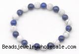 CGB8033 8mm lapis lazuli & matte white howlite beaded stretchy bracelets