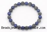 CGB8035 8mm lapis lazuli & matte black labradorite beaded stretchy bracelets