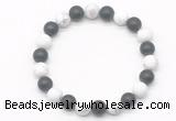 CGB8045 8mm matte white howlite & matte black agate beaded stretchy bracelets