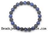 CGB8047 8mm lapis lazuli & matte black agate beaded stretchy bracelets