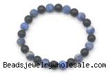 CGB8048 8mm matte lapis lazuli & matte black agate beaded stretchy bracelets