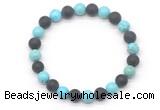 CGB8054 8mm blue howlite & matte black agate beaded stretchy bracelets