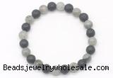 CGB8072 8mm labradorite & black lava beaded stretchy bracelets