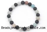 CGB8076 8mm amazonite & black lava beaded stretchy bracelets